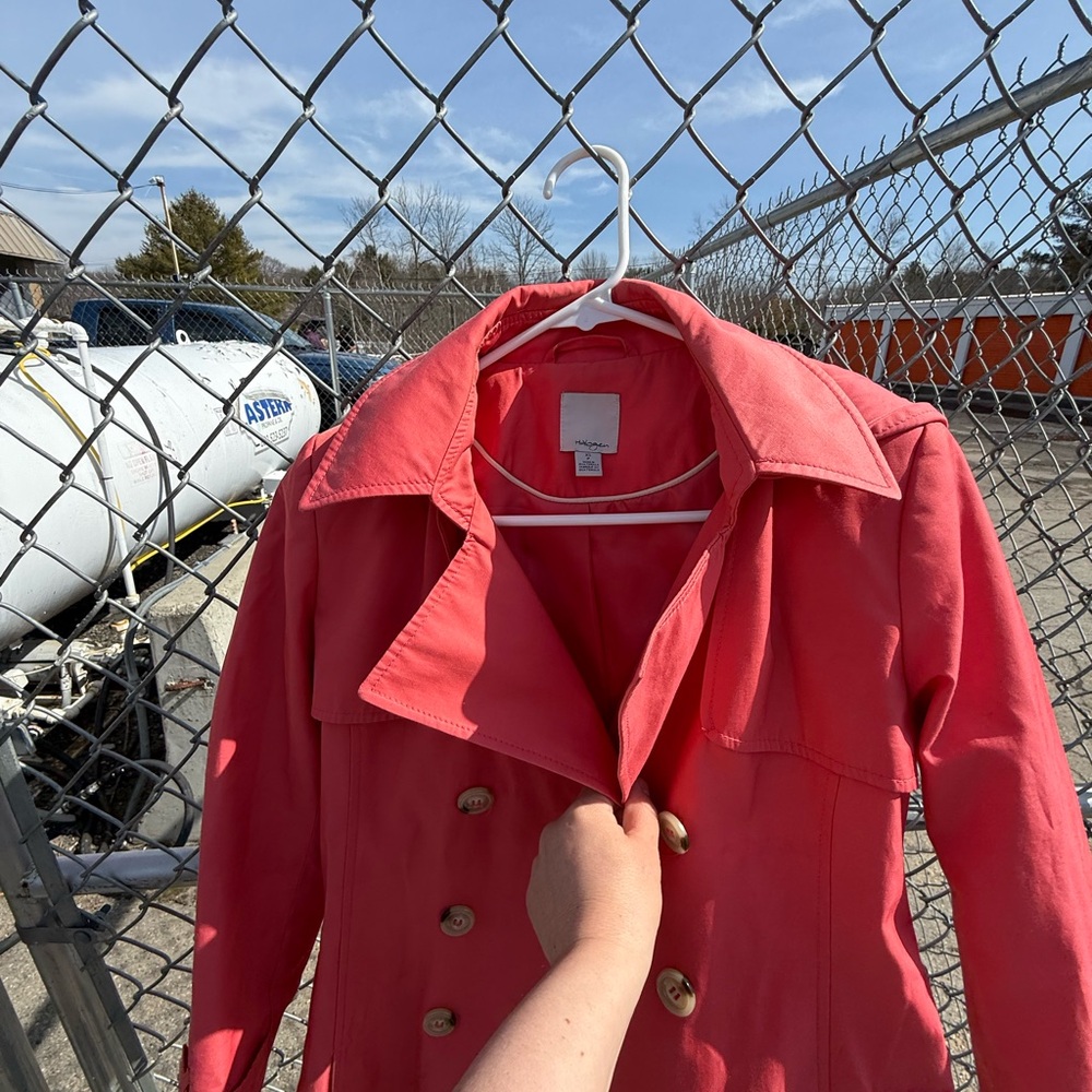 Halogen Coral Double-Breasted Trench Coat - Picture 4 of 9